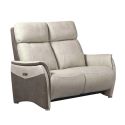 Canapé 2 places relax électrique tissu micro peau brun taupe et beige mastic - SANGY Canapé 2 places relax électrique tissu micro peau brun taupe et beige mastic - SANGY