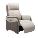 Fauteuil relax électrique tissu micro peau brun taupe et beige mastic - SANGY