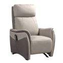 Fauteuil relax électrique releveur tissu micro peau brun taupe et beige mastic - SANGY