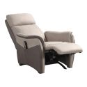 Fauteuil relax électrique releveur tissu micro peau brun taupe et beige mastic - SANGY