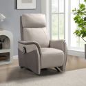 Fauteuil relax électrique releveur tissu micro peau brun taupe et beige mastic - SANGY