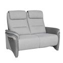 Canapé 2 places relax électrique tissu polyester gris clair et gris foncé - NADIR