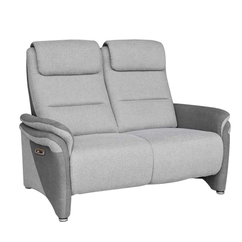 Canapé 2 places relax électrique tissu polyester gris clair et gris foncé - NADIR Canapé 2 places relax électrique tissu polyester gris clair et gris foncé - NADIR