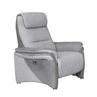 Fauteuil relax électrique tissu polyester gris clair et gris foncé - NADIR