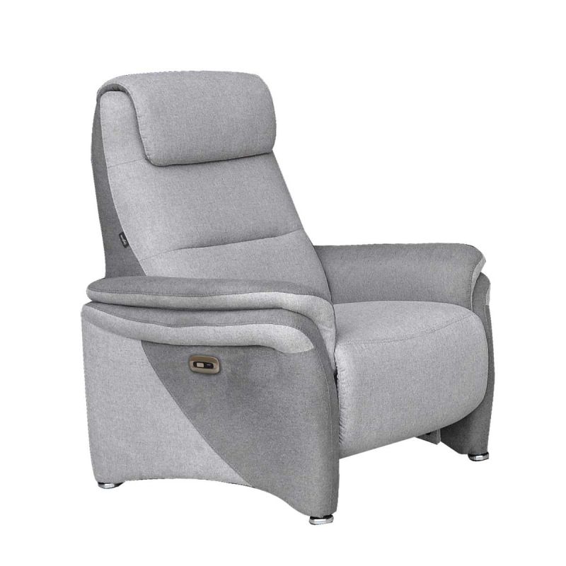 Fauteuil relax électrique tissu polyester gris clair et gris foncé - NADIR