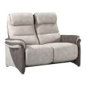 Canapé 2 places relax électrique tissu micro peau brun et mastic - NADIR
