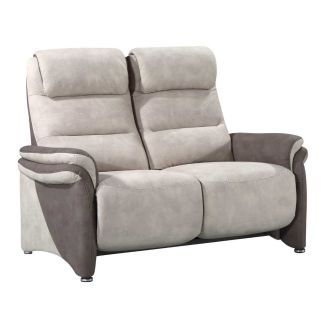 Canapé 2 places fixe tissu micro peau brun et mastic - NADIR