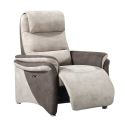 Fauteuil relax électrique tissu micro peau brun et mastic - NADIR