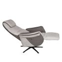 Fauteuil relax électrique pivotant tissu micro peau brun et mastic - NADIR