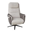 Fauteuil relax électrique pivotant tissu micro peau brun et mastic - NADIR