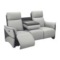 Canapé 3 places relax électrique tissu micro peau bicolore gris avec tablette centrale - SYMPHONY Canapé 3 places relax électrique tissu micro peau bicolore gris avec tablette centrale - SYMPHONY