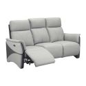 Canapé 3 places relax électrique tissu micro peau bicolore gris avec tablette centrale - SYMPHONY Canapé 3 places relax électrique tissu micro peau bicolore gris avec tablette centrale - SYMPHONY