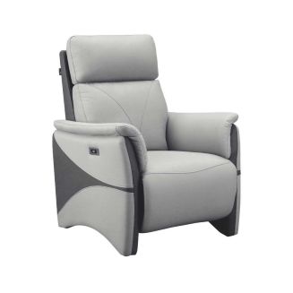 Fauteuil relax électrique tissu micro peau bicolore gris - SYMPHONY
