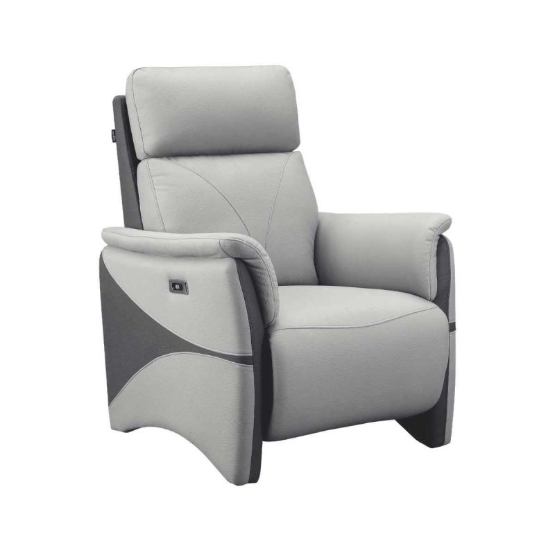 Fauteuil relax électrique tissu micro peau bicolore gris - SYMPHONY
