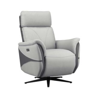 Fauteuil relax électrique pivotant tissu micro peau bicolore gris - SYMPHONY