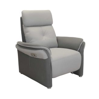 Fauteuil relax électrique tissu micro grain gris perle et gris plomb - DJINO