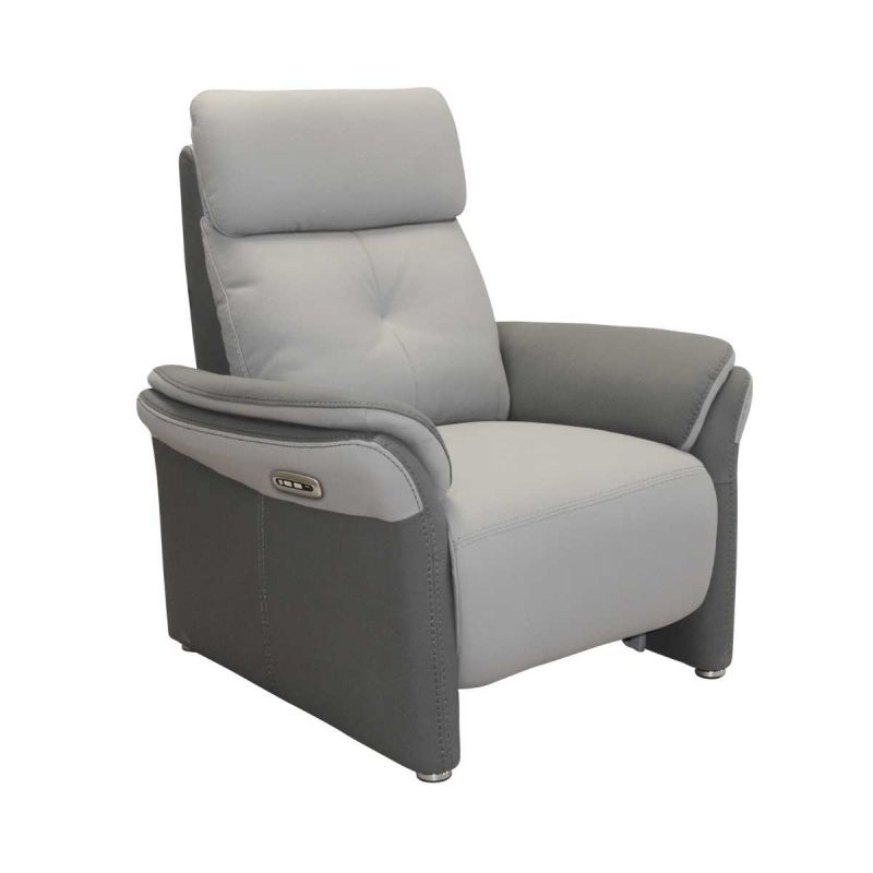 Fauteuil relax électrique tissu micro grain gris perle et gris plomb - DJINO