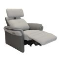 Fauteuil relax électrique tissu micro grain gris perle et gris plomb - DJINO