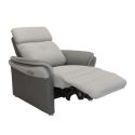 Fauteuil relax électrique tissu micro grain gris perle et gris plomb - DJINO