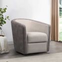 Fauteuil cabriolet pivotant 360° tissu micro peau mastic et brun taupe - GINKO