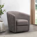Fauteuil cabriolet pivotant 360° tissu micro peau brun taupe - GINKO