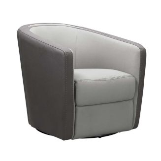 Fauteuil cabriolet pivotant 360° tissu micro grain gris perle et gris plomb - GINKO