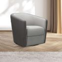 Fauteuil cabriolet pivotant 360° tissu micro grain gris perle et gris plomb - GINKO
