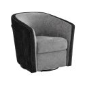 Fauteuil cabriolet pivotant 360° tissu chenillé bi-colore gris foncé et gris carbone - GINKO