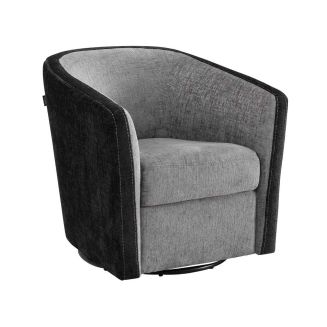 Fauteuil cabriolet pivotant 360° tissu chenillé bi-colore gris foncé et gris carbone - GINKO