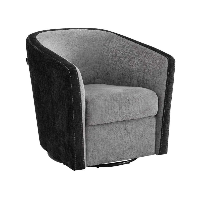 Fauteuil cabriolet pivotant 360° tissu chenillé bi-colore gris foncé et gris carbone - GINKO Fauteuil cabriolet pivotant 360° tissu chenillé bi-colore gris foncé et gris carbone - GINKO