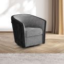 Fauteuil cabriolet pivotant 360° tissu chenillé bi-colore gris foncé et gris carbone - GINKO