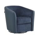 Fauteuil cabriolet pivotant 360° tissu chenillé bi-colore et PVC bleu - GINKO