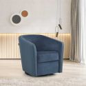 Fauteuil cabriolet pivotant 360° tissu chenillé bi-colore et PVC bleu - GINKO