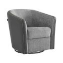 Fauteuil cabriolet pivotant 360° tissu chenillé bi-colore et PVC gris - GINKO