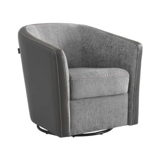 Fauteuil cabriolet pivotant 360° tissu chenillé bi-colore et PVC gris - GINKO