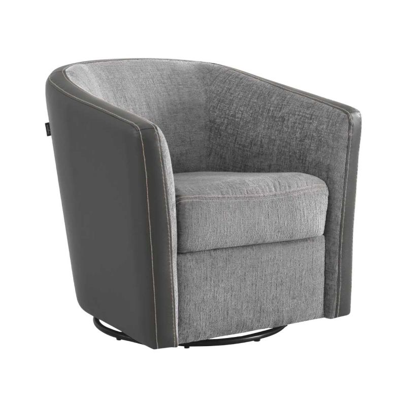 Fauteuil cabriolet pivotant 360° tissu chenillé bi-colore et PVC gris - GINKO Fauteuil cabriolet pivotant 360° tissu chenillé bi-colore et PVC gris - GINKO