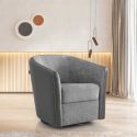 Fauteuil cabriolet pivotant 360° tissu chenillé bi-colore et PVC gris - GINKO