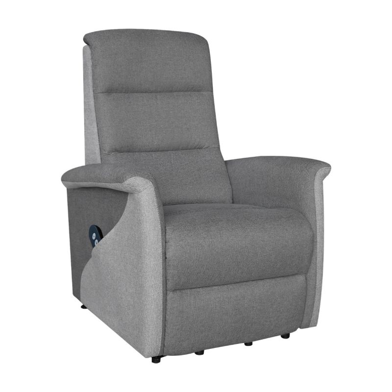 Fauteuil relax électrique releveur mono moteur tissu polyester gris foncé et gris clair- MAGIX