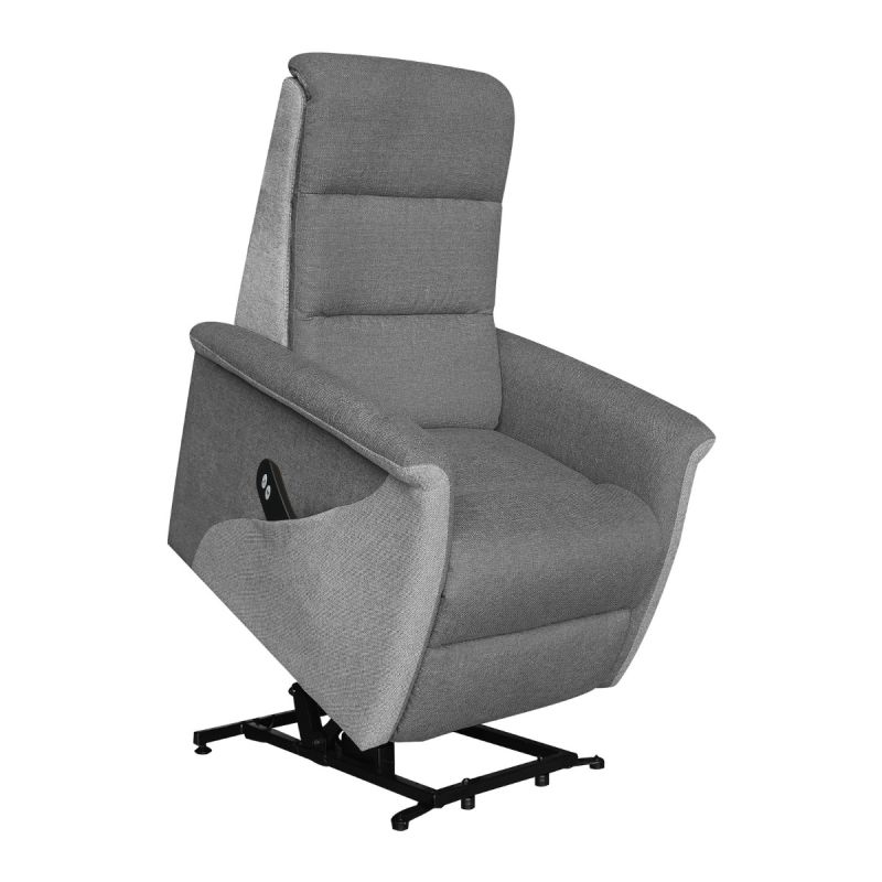 Fauteuil relax électrique releveur mono moteur tissu polyester gris foncé et gris clair- MAGIX