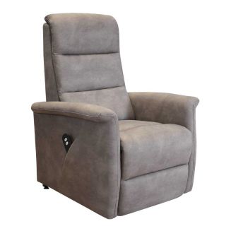 Fauteuil relax électrique releveur mono moteur tissu micro peau brun taupe - MAGIX