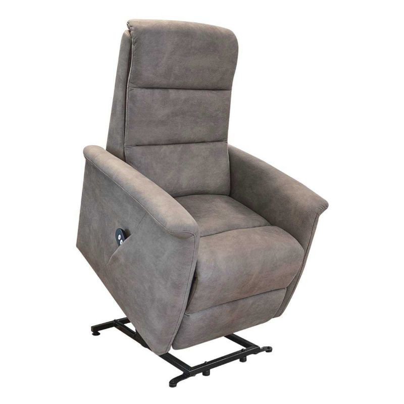 Fauteuil relax électrique releveur mono moteur tissu micro peau brun taupe - MAGIX