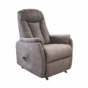 Fauteuil relax électrique releveur bi-moteur tissu micro peau mastic et brun taupe - NEDIA