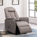 Fauteuil relax électrique releveur bi-moteur tissu micro peau mastic et brun taupe - NEDIA