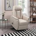 Fauteuil relax électrique releveur bi-moteur tissu micro peau mastic - NEDIA