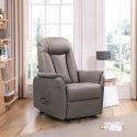 Fauteuil relax électrique releveur bi-moteur tissu micro peau mastic - NEDIA