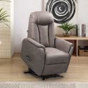 Fauteuil relax électrique releveur bi-moteur tissu micro peau mastic - NEDIA