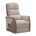 Fauteuil relax électrique releveur bi-moteur tissu micro peau bicolore beige spécial petite taille - KLEIN