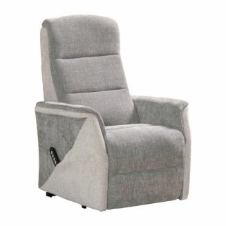 Fauteuil relax électrique releveur bi-moteur tissu micro peau bicolore gris spécial petite taille - KLEIN