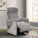 Fauteuil relax électrique releveur bi-moteur tissu micro peau bicolore gris spécial petite taille - KLEIN