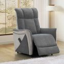 Fauteuil relax électrique releveur bi-moteur tissu velours bicolore gris spécial grande taille - MELIG